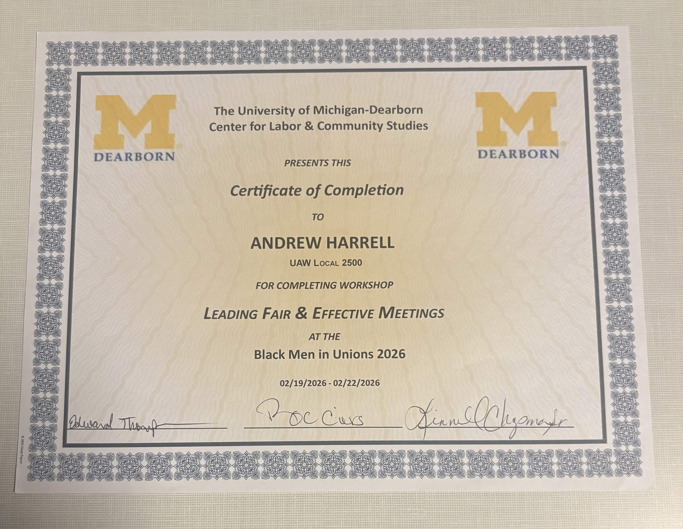 Black Men in Unions 2026 Certificate